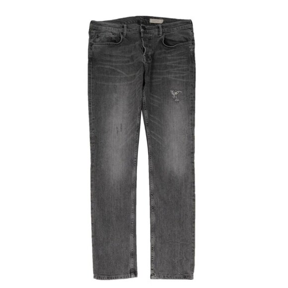 All Saints Mens Cigarette Skinny Fit Stretch Jeans Size 34x32 Grey Denim Slim - Picture 1 of 8